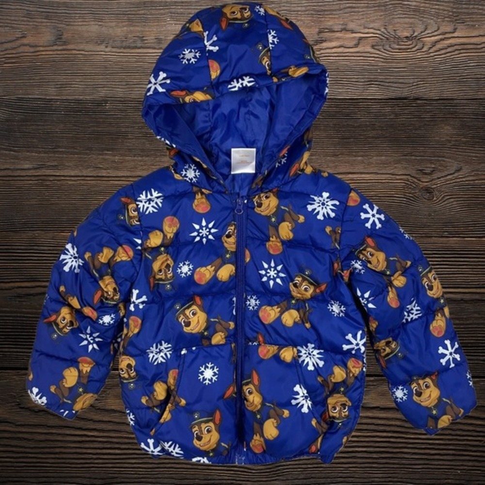 PatPat‎ Paw Patrol Chase Snowflake Blue Puffer Jacket Kids Size 5-6Y Nickelodeon